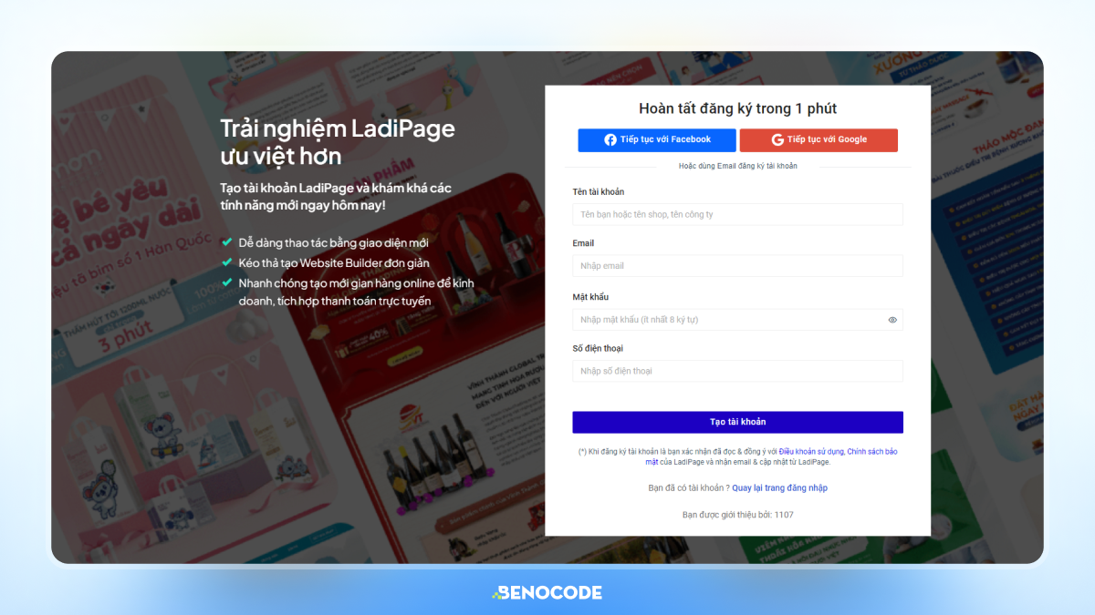 H&igrave;nh 1 Dang Ky Tai Khoan Ladingpage Tren Ladipage