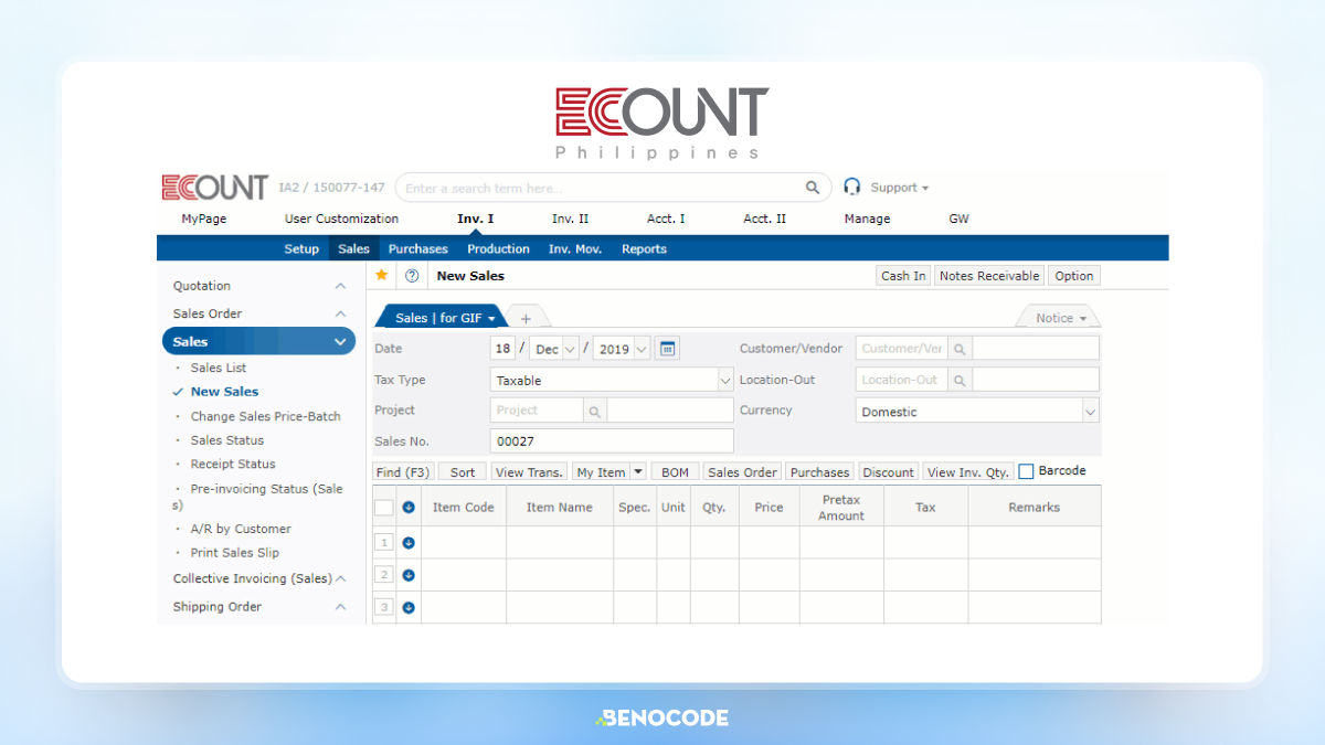 Phần mềm quản lý hàng tồn kho Ecount 