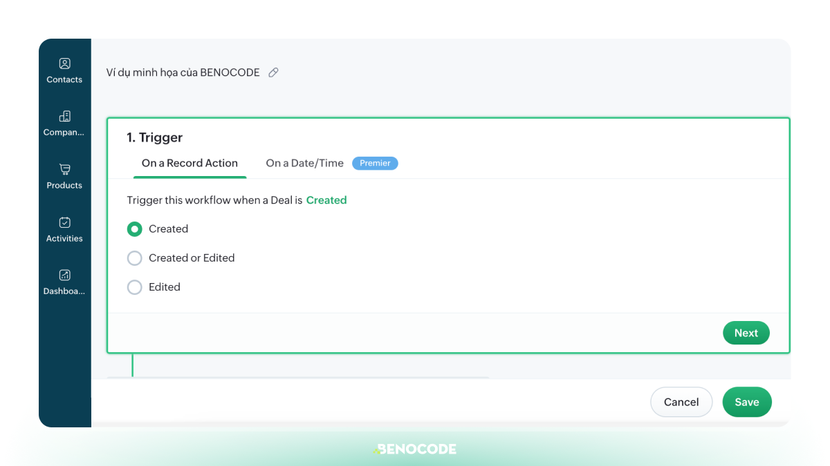 Tao Automation Workflow Trong Zoho Bigin 3